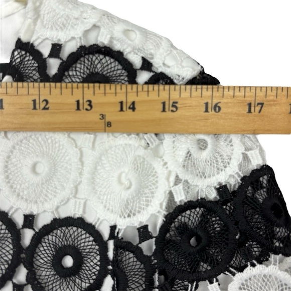 Karl Lagerfeld Fitted Lace Blouse in Black and White - Picture 11 of 13